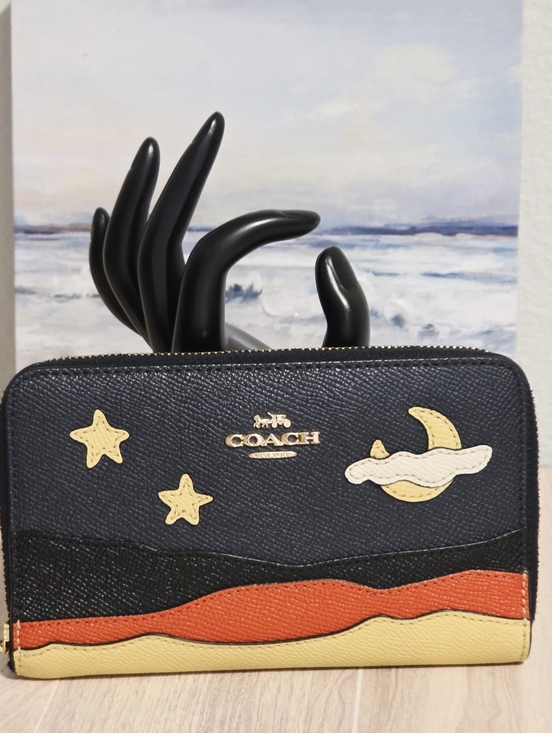 Coach Handbags - Coach C4533 Medium ID Zip Wallet Motif Night Desert Postcard in Midnight Gold